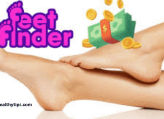 A woman's well-manicured feet resting on a luxurious rug next to a laptop showing the Feet Finder app dashboard, symbolizing a successful side hustle.
