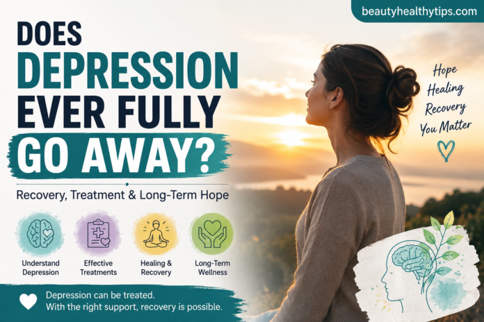 Does Depression Ever Fully Go Away Recovery, Treatment and Hope Woman looking toward sunrise symbolizing depression recovery, healing, hope, treatment, and long-term mental wellness